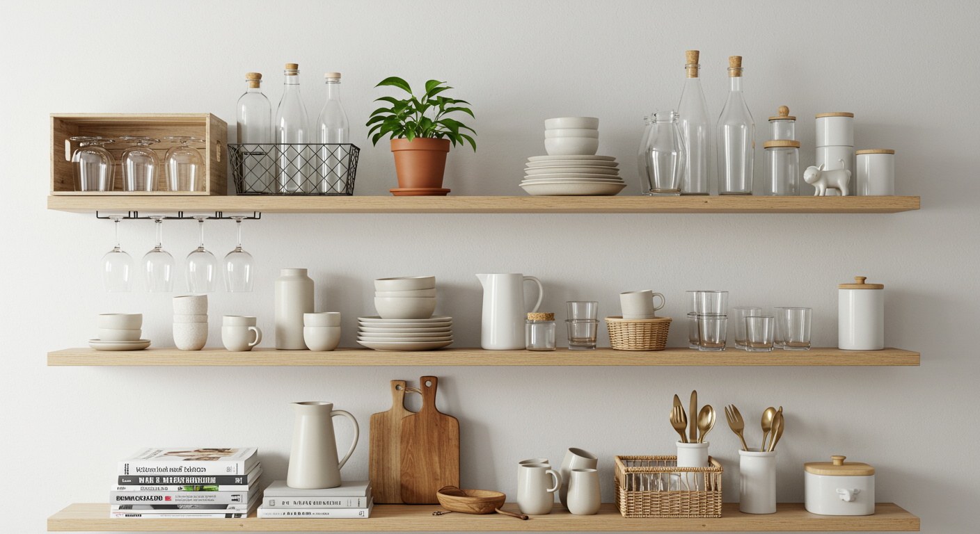 Kitchen with Floating Shelves in Melbourne Beach